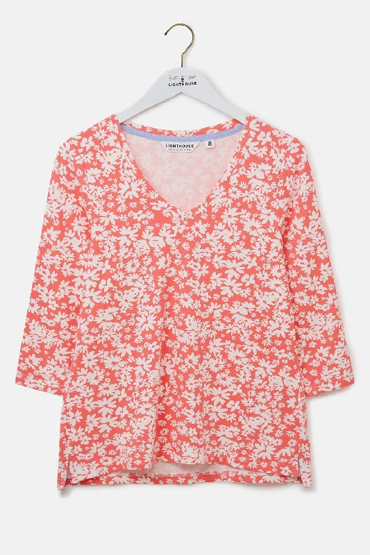 Ariana Top - Coral Daisy