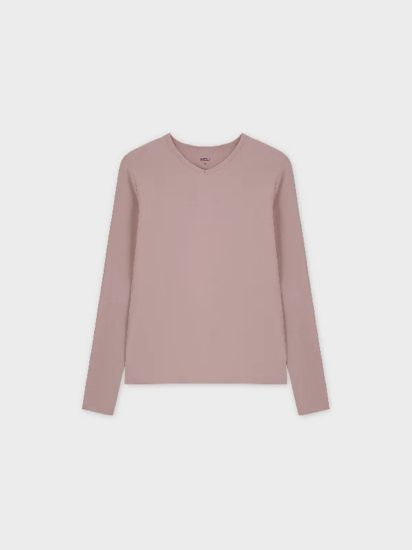 Basic High V Tee LS-Blush