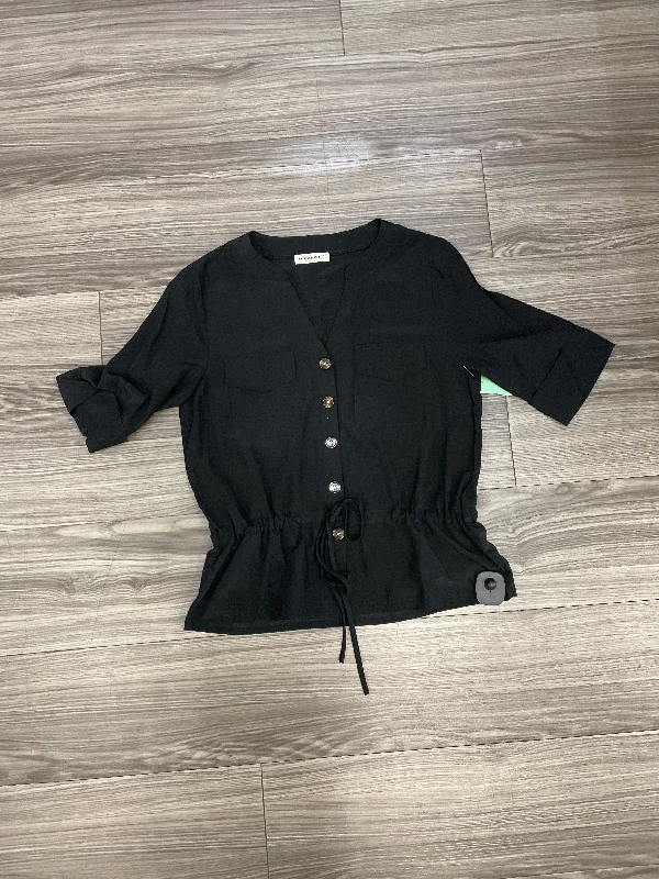 Black Blouse 3/4 Sleeve Clothes Mentor, Size M