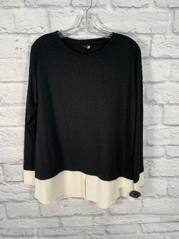 Black & Cream Top Long Sleeve Ann Taylor, Size L