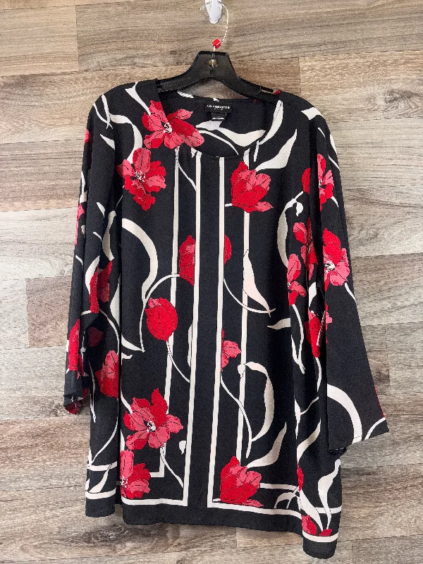 Black & Red Top 3/4 Sleeve Liz Claiborne, Size 1x