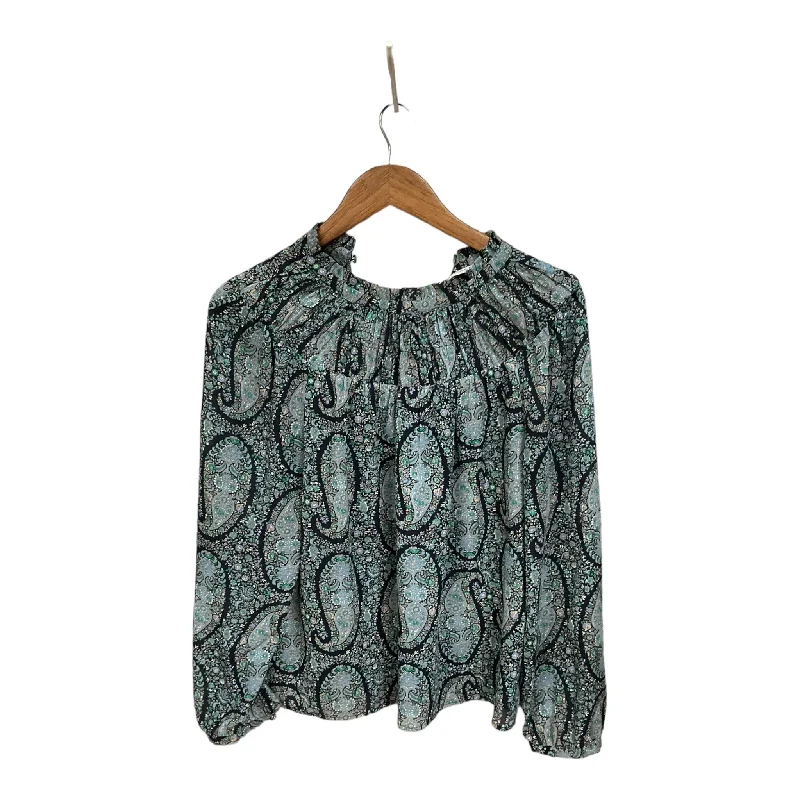 Blouse Long Sleeve By J. Crew In Blue & Green, Size: M