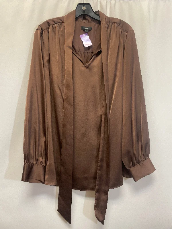 Brown Top Long Sleeve Clothes Mentor, Size 1x