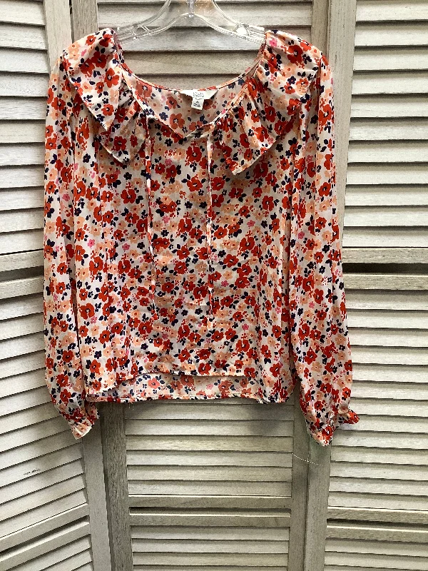 Floral Print Top Long Sleeve Basic Croft And Barrow, Size L