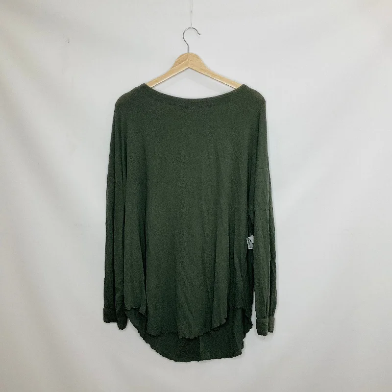 Green Top Long Sleeve Free People, Size L