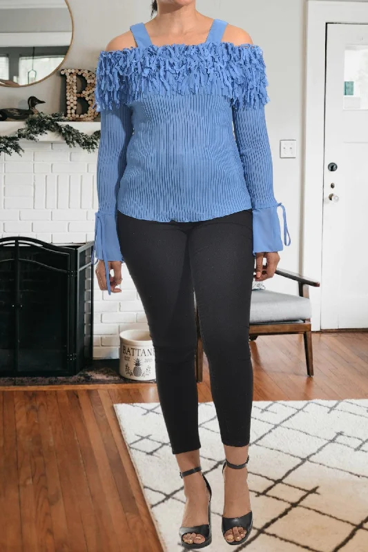 Ladies Off  Shoulder Blue Top