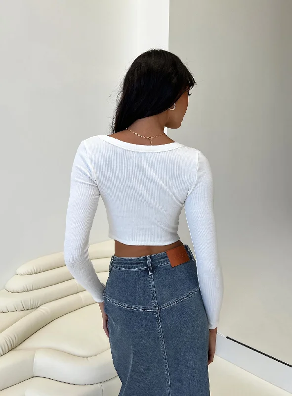 Laurina Long Sleeve Top White