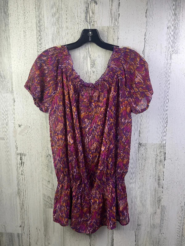 Pink & Purple Blouse Short Sleeve Ariat, Size Xs