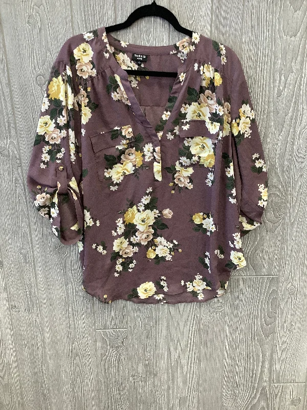 Purple Blouse 3/4 Sleeve Torrid, Size 2x