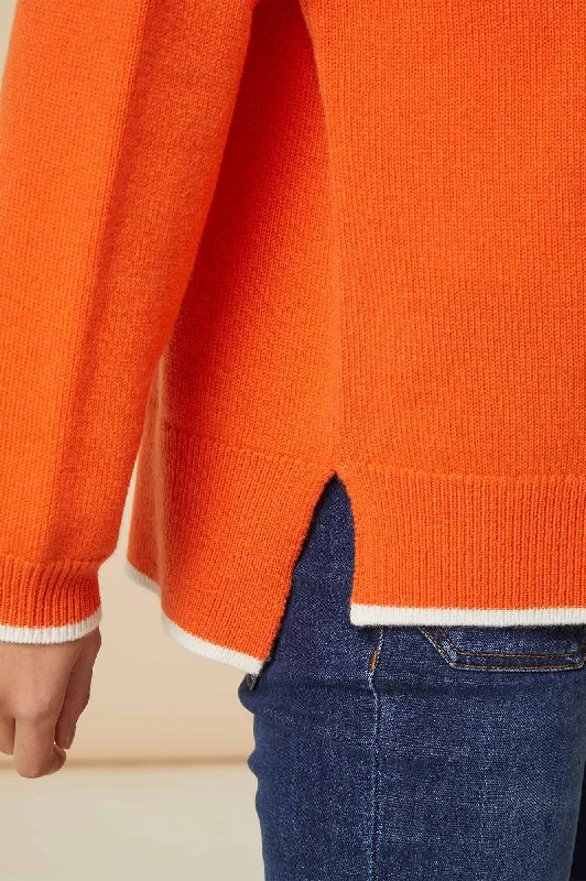 Merino Wool Relaxed V Neck Jumper | Orange