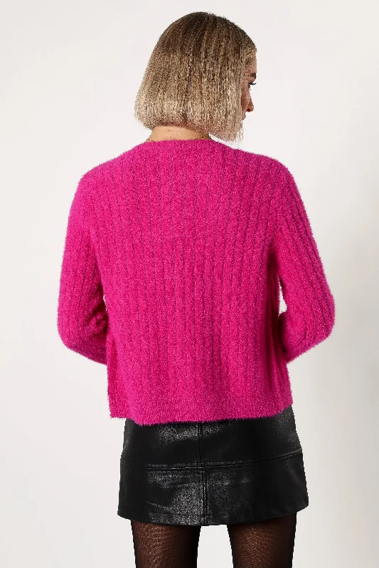 Ryann Button Front Cardigan - Magenta