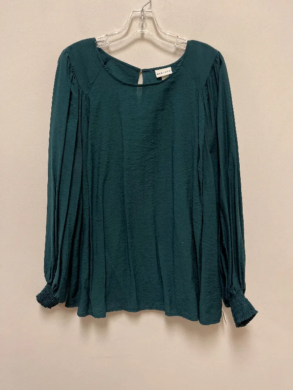 Top Long Sleeve By Ava & Viv In Green, Size: 1x