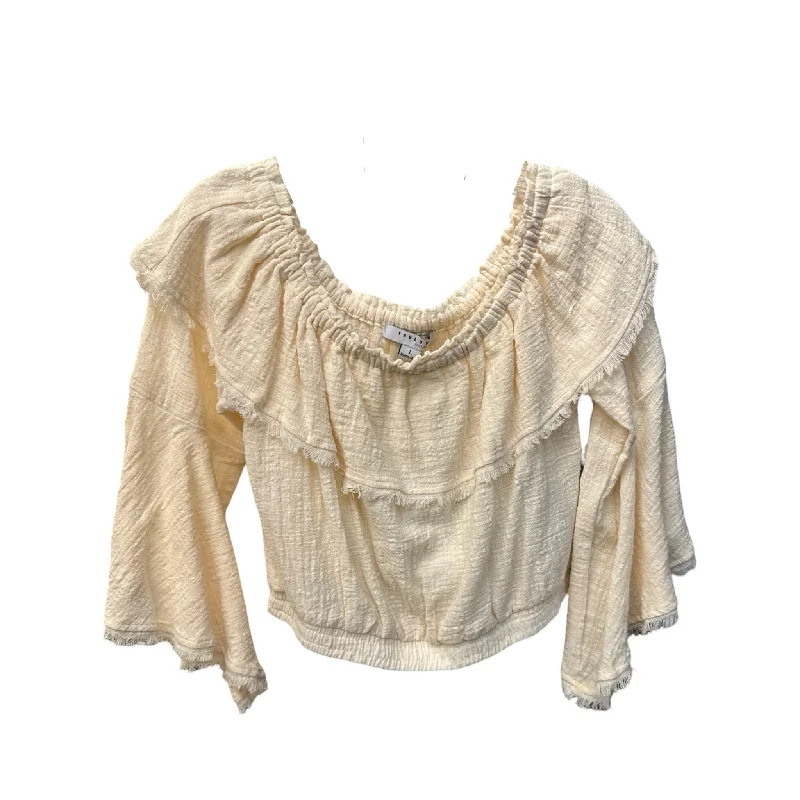 Top Long Sleeve By Favlux In Cream, Size: L