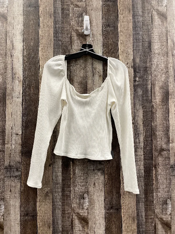 Top Long Sleeve By H&m In White, Size: M