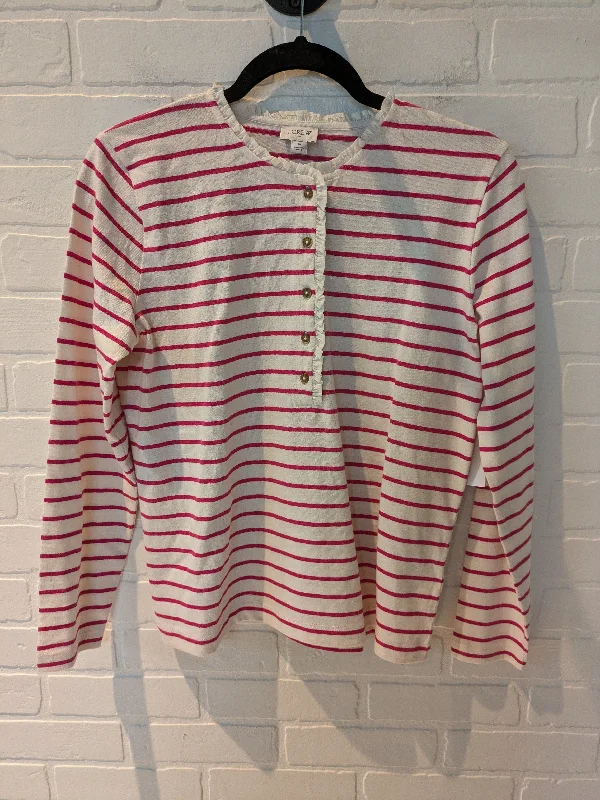 Top Long Sleeve By J. Crew In Cream & Pink, Size: S