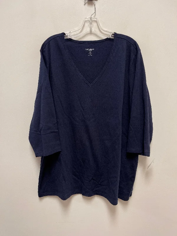 Top Long Sleeve By Liz Claiborne In Navy, Size: 3x