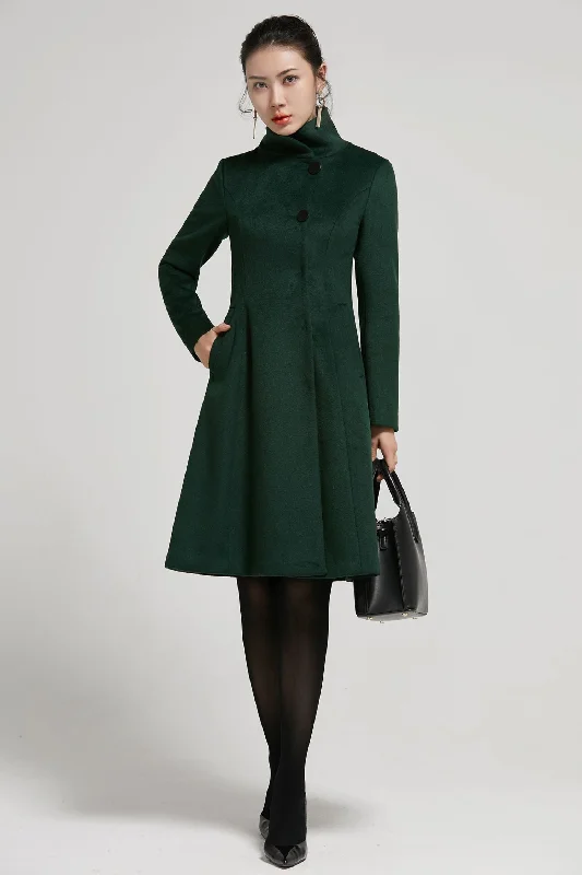 Vintage Inspired Emerald Green Winter coat women 2313