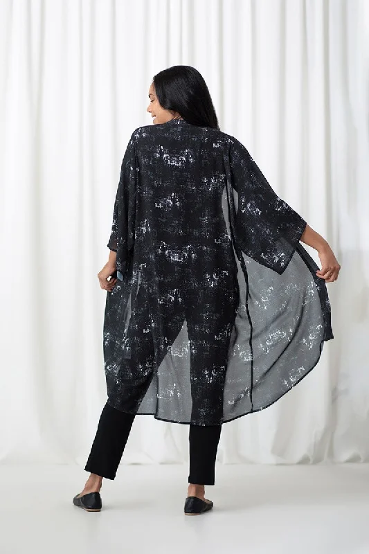 Whisper Kabuki Sleeve Cardigan | Smokey Shades Black