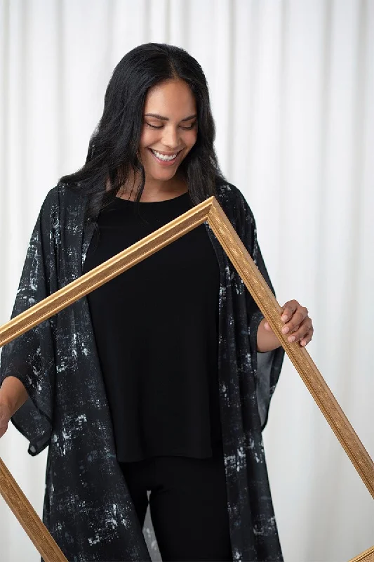 Whisper Kabuki Sleeve Cardigan | Smokey Shades Black