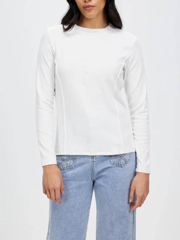 Women's White Rayon Crewneck Top | Healer Top-White