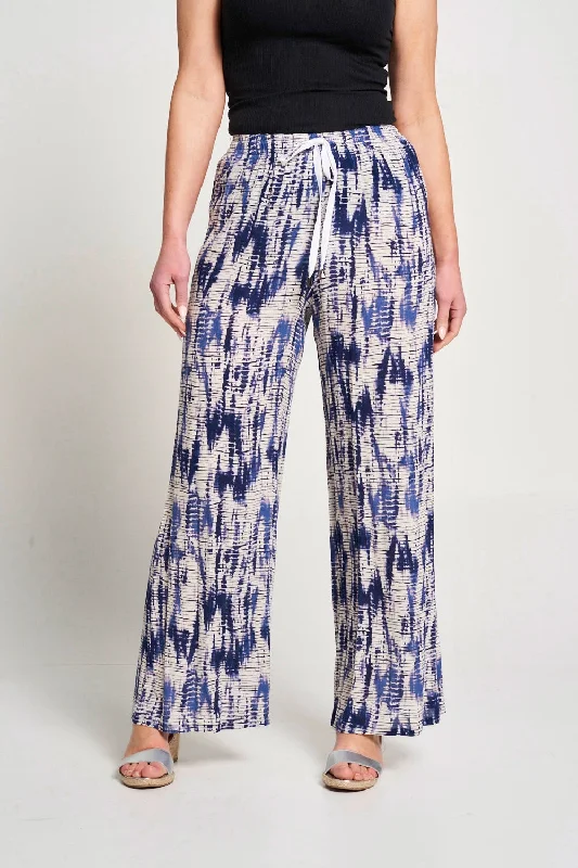 Saloos Multi Tone Draw String Printed Wide Legs Trousers