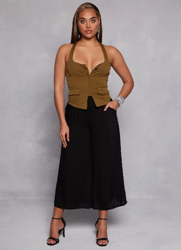 Linen High Waist Wide Leg Pants