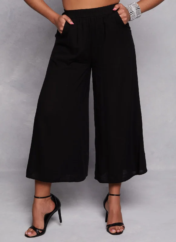 Linen High Waist Wide Leg Pants