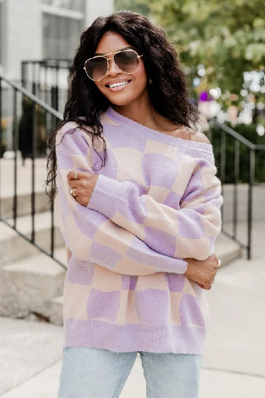 This Is Everything Lavender Checkered Sweater FINAL SALE