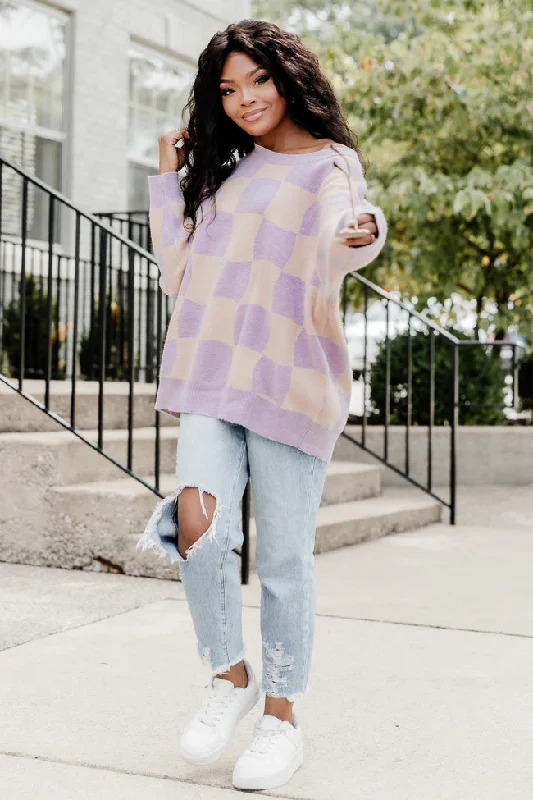 This Is Everything Lavender Checkered Sweater FINAL SALE