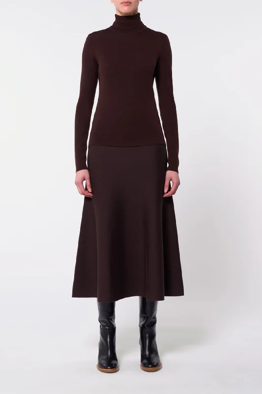 May Knit Turtleneck in Chocolate Merino Wool Cashmere