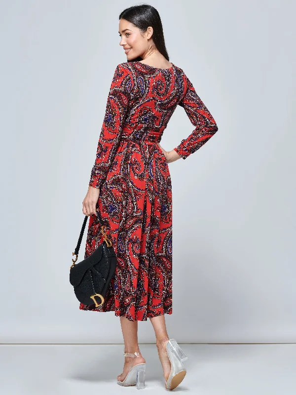 Jolie Moi Veeksha Paisley Print Dress, Red Paisley