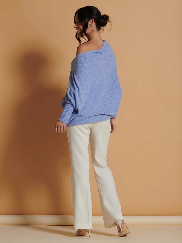 Made In Italy Asymmetric Draped Soft Knit Jumper, Grapemist