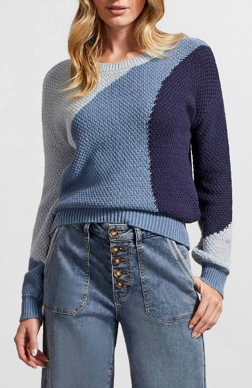 Crew Neck Sweater In Multi Blue