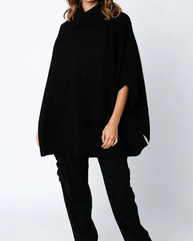 Emily Sweater Poncho In Black