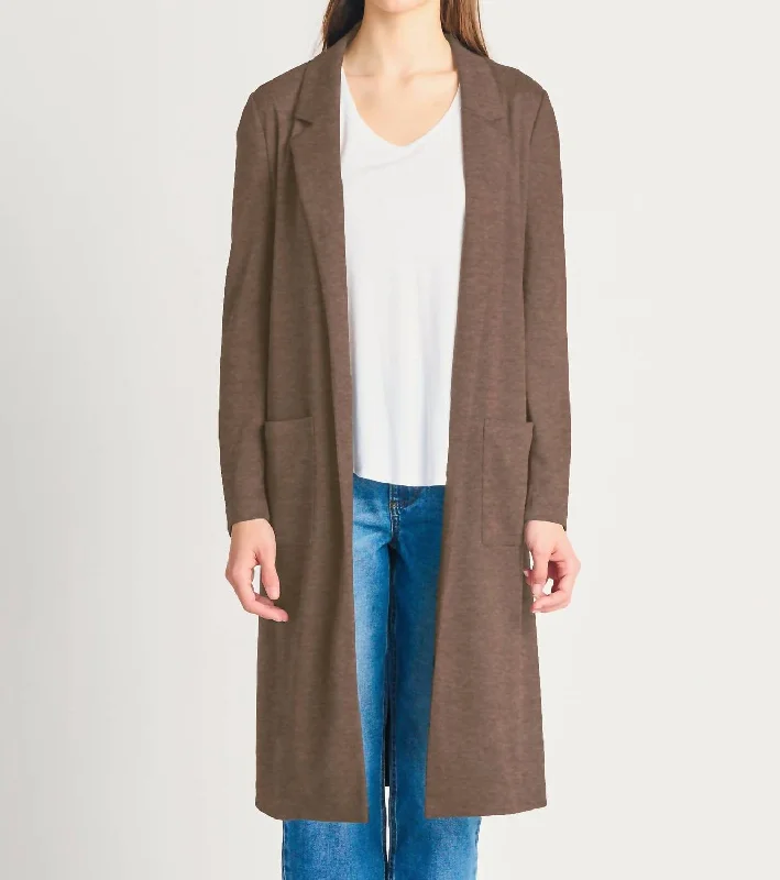 Everyday Longline Blazer In Dark Brown