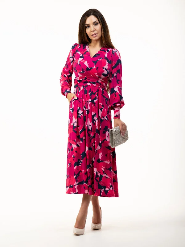 Jolie Moi Vivian Long Sleeve Dress, Abstract Multi