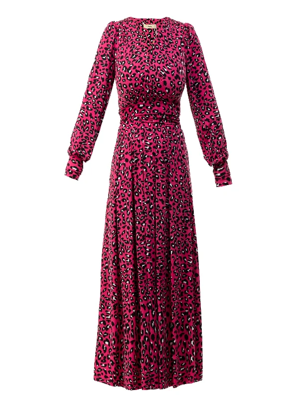 Jolie Moi Vivian Long Sleeve Dress, Pink Animal