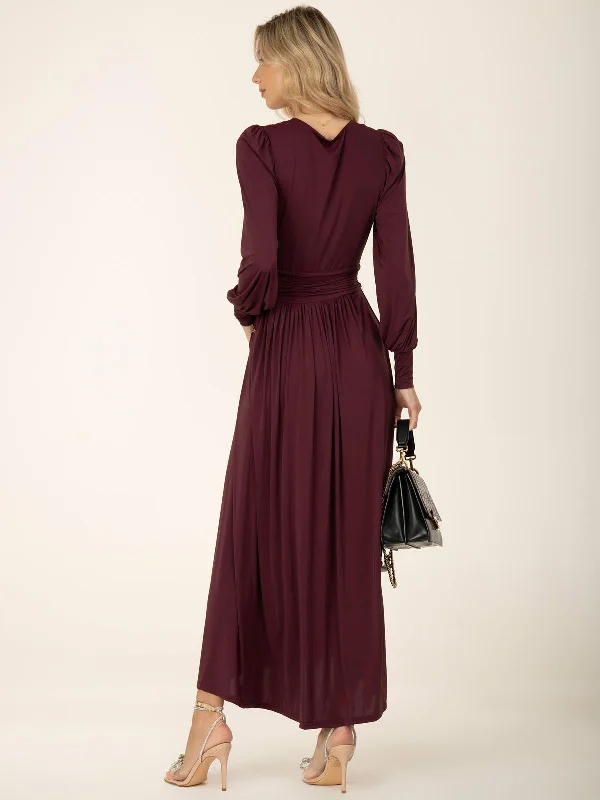 Rashelle Jersey Long Sleeve Maxi Dress, Burgundy