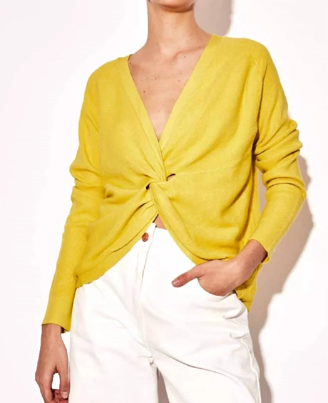 Twist Front Sweater In Yellow