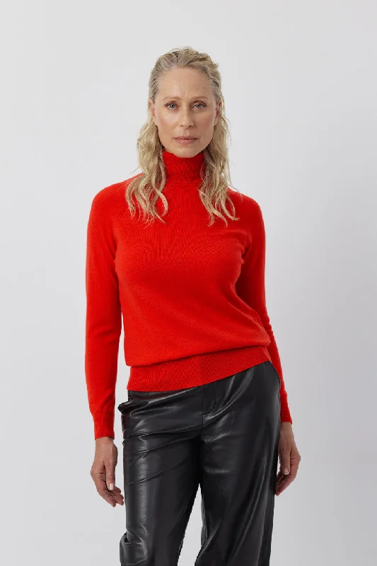 Essential Cashmere Roll Neck - Salsa