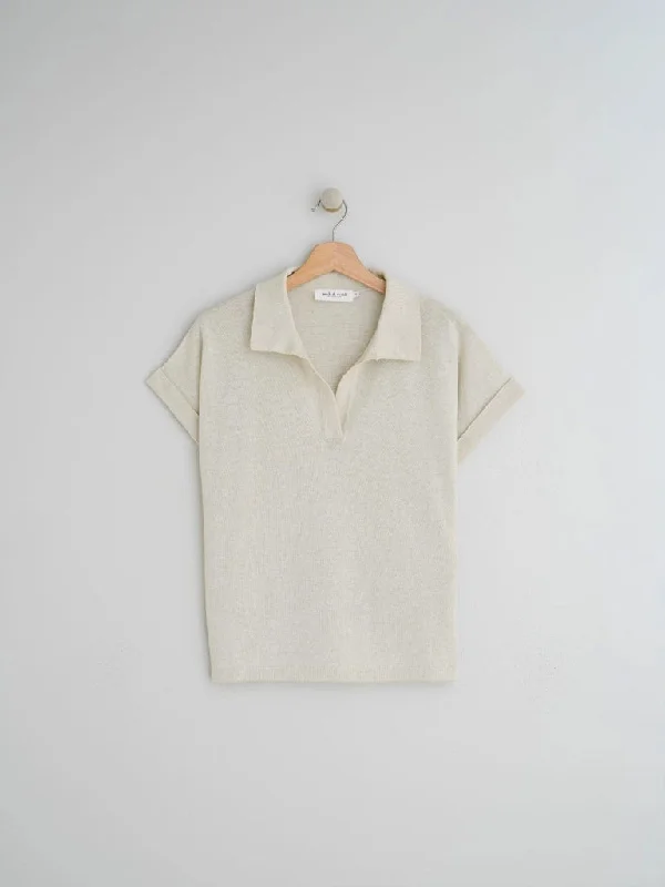 Indi & Cold Fine Knit Top in Linen