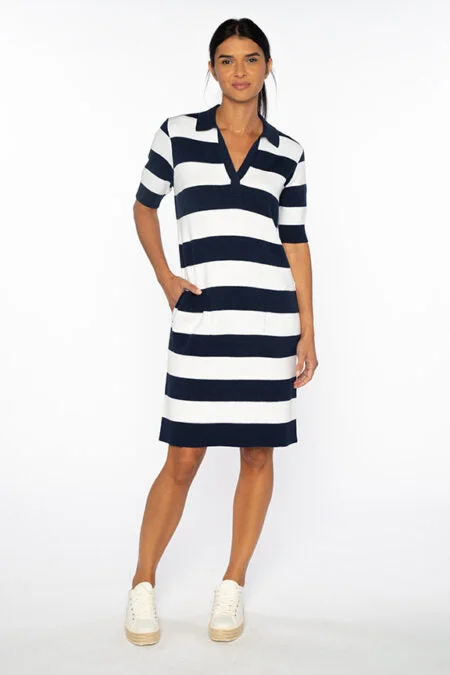 Kinross Cashmere Splitneck Polo Dress