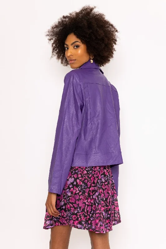 Purple Faux Leather Biker Jacket