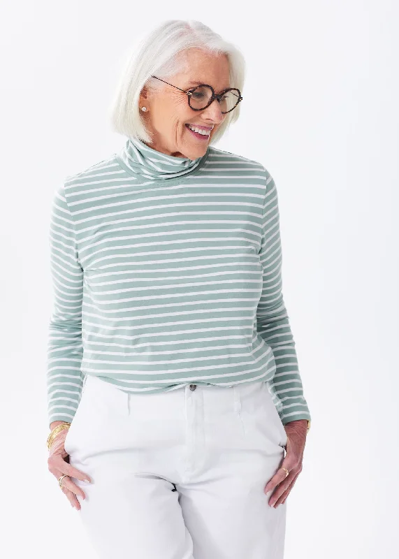 Sage Green & White Stripe / S