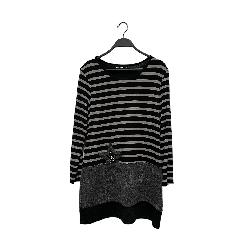 Le Copine/LS Dress/2/Stripe/Cotton/GRY/