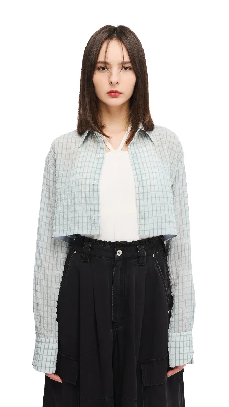 Wrinkle Chiffon Cropped Shirt