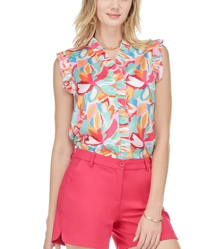 Abstract Flourish Ruffled Blouse