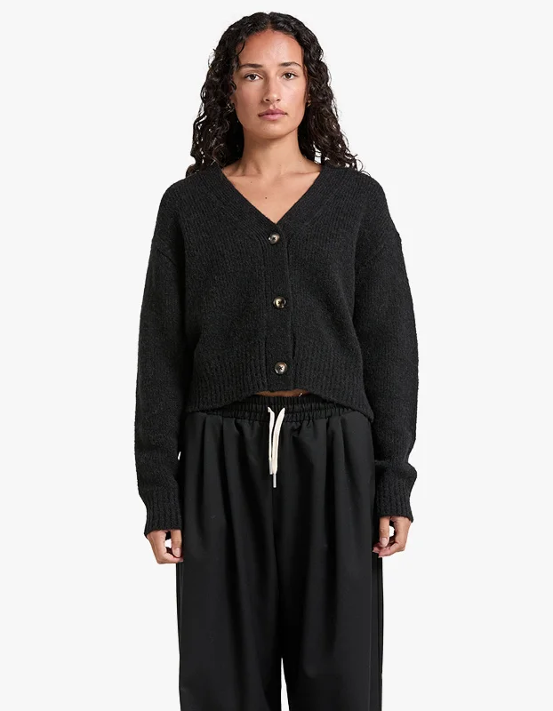 Evi Wool Knit Cardigan - Black