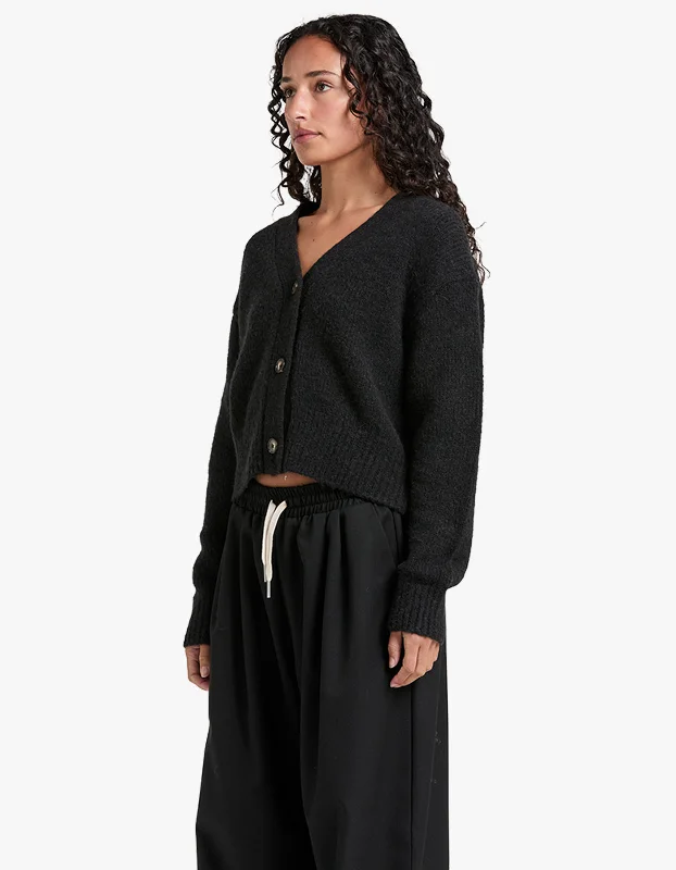 Evi Wool Knit Cardigan - Black