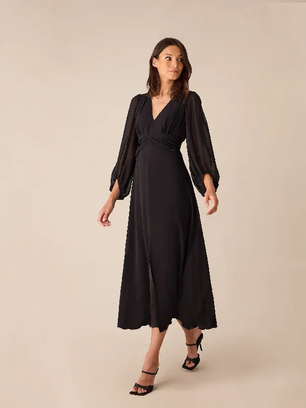 Black Ruched Waist Dress